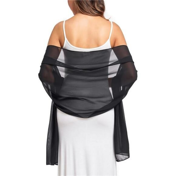 Chiffon Shawl Wrap Soft Lightweight Scarf for Women Wedding Evening Dress - Picture 2 of 7